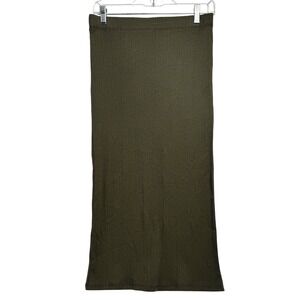 BOBEAU Women's Size Small Ribbed Midi Skirt In Olive Green‎ NWT